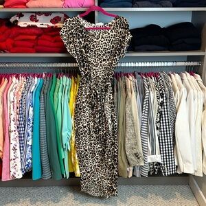 Vidarton tan/brown/black leopard print short sleeve dress size S NWT